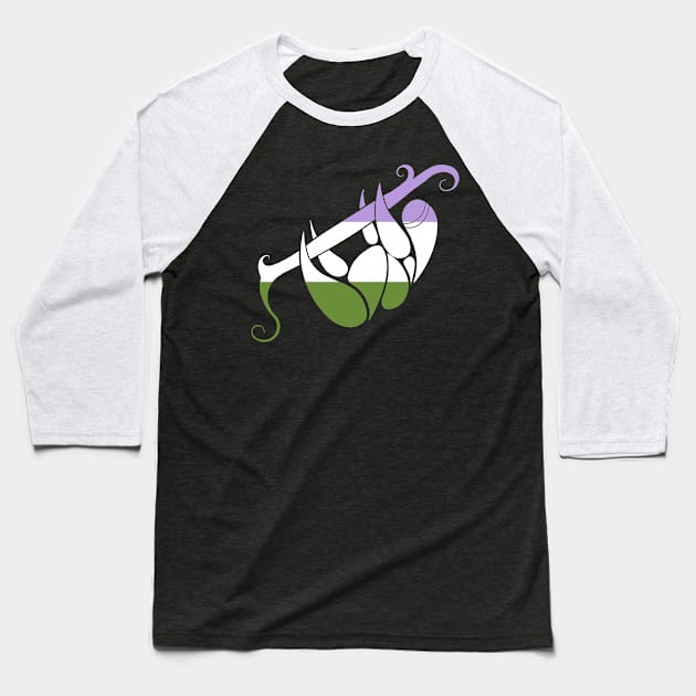 Genderqueer Flag Sloth Baseball T-Shirt by Jaq of All